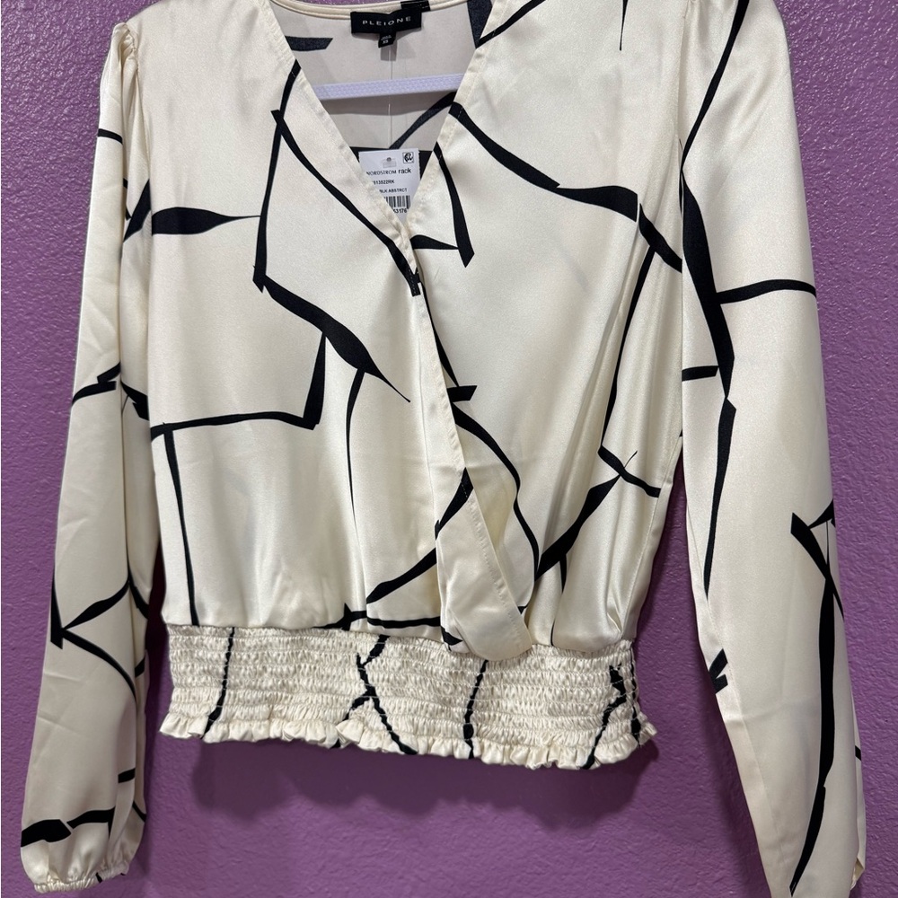 Nordstrom Cream and Black Blouse Top